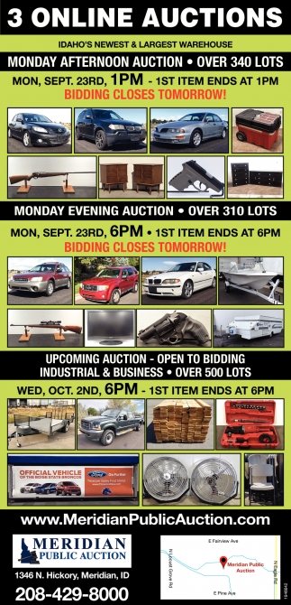 3 Online Auctions, Meridian Public Auction, Meridian, ID