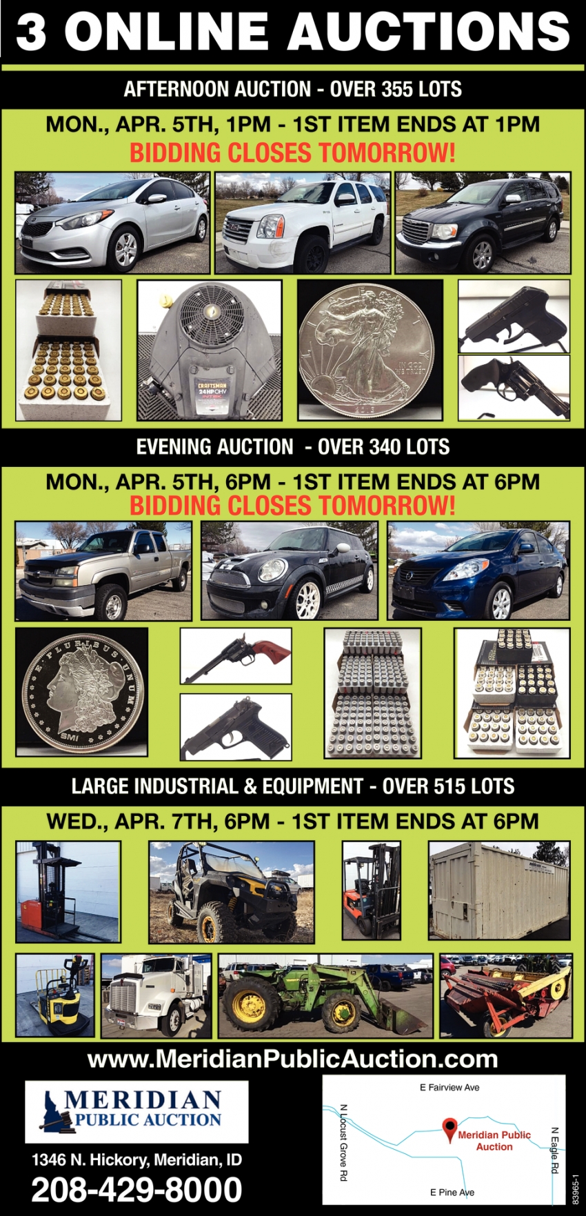 3 Online Auctions, Musick Auction, Nampa, ID