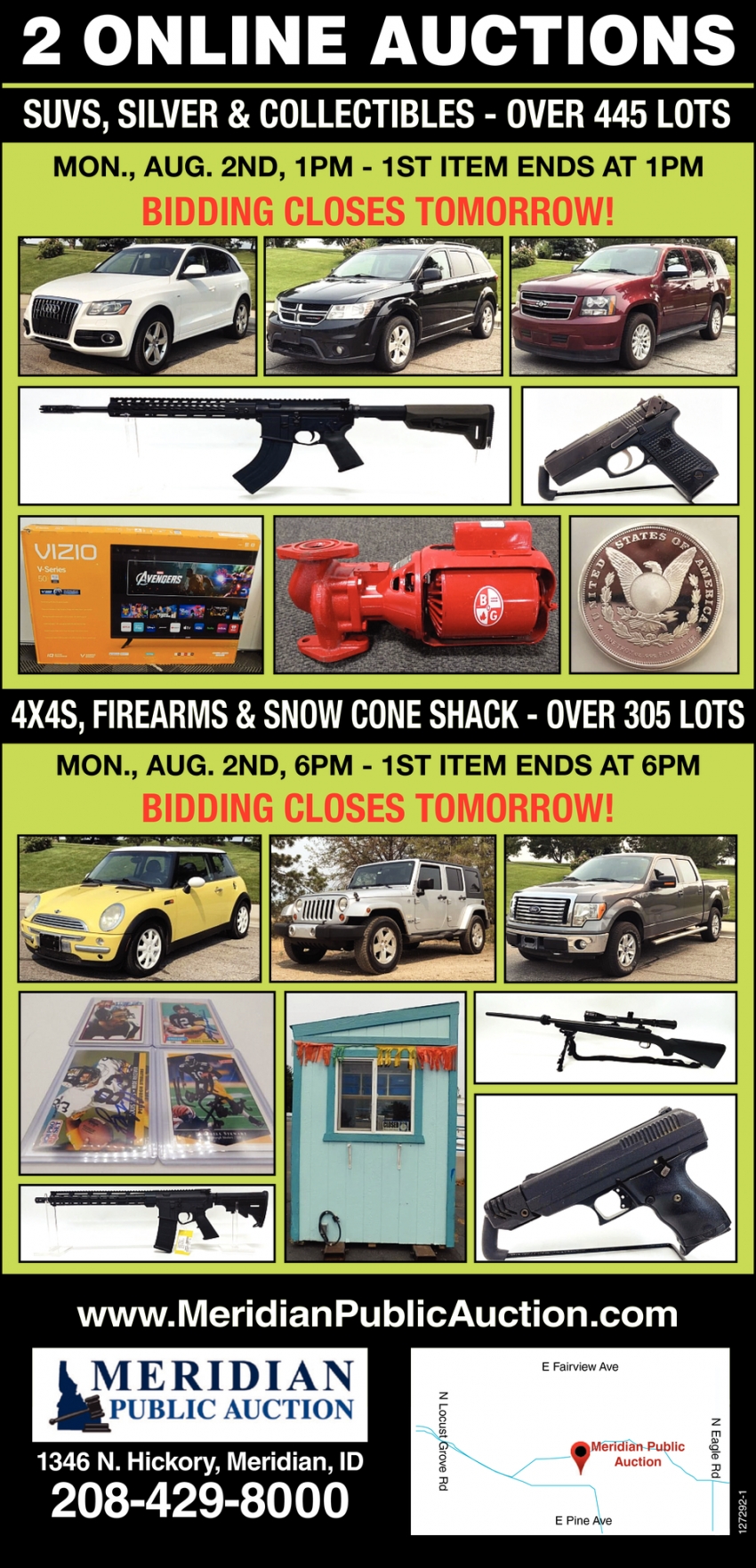 2 Online Auctions, Meridian Public Auction, Meridian, ID