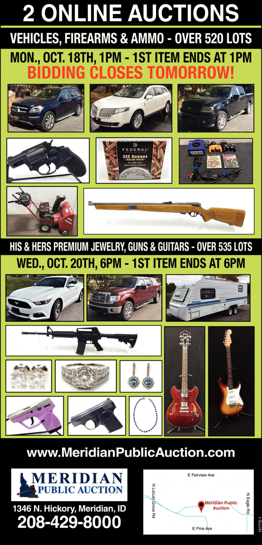 2 Online Auctions, Meridian Public Auction, Meridian, ID
