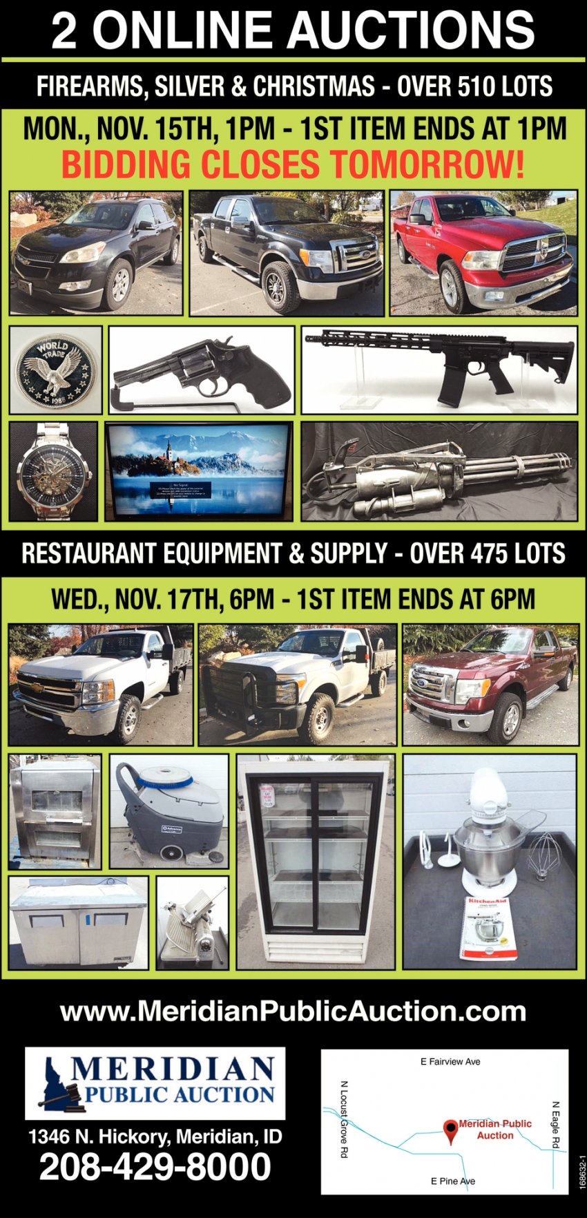 2 Online Auctions, Meridian Public Auction, Meridian, ID
