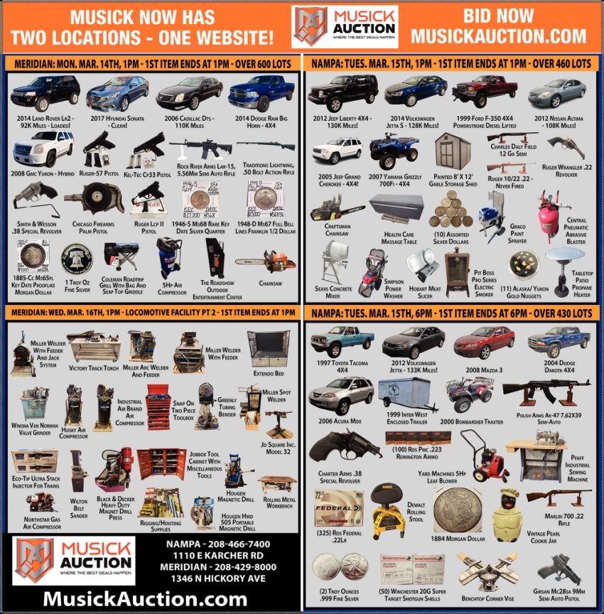 Two Locations, Musick Auction, Nampa, ID