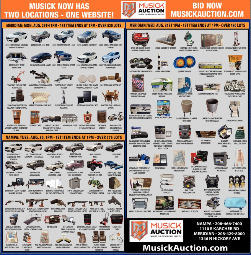 Two Locations, Musick Auction, Nampa, ID