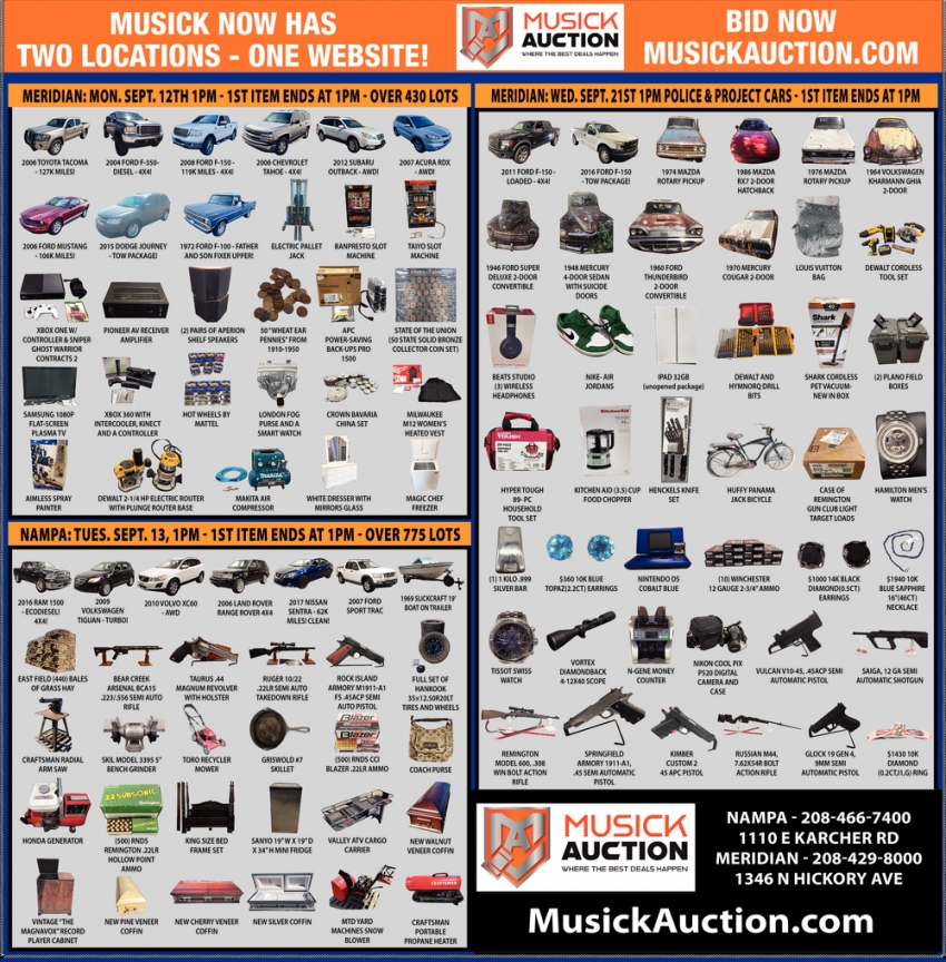 Two Locations, Musick Auction, Nampa, ID
