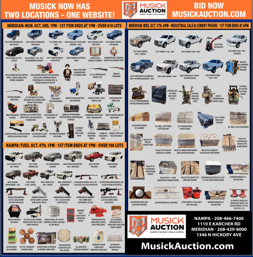 Two Locations, Musick Auction, Nampa, ID