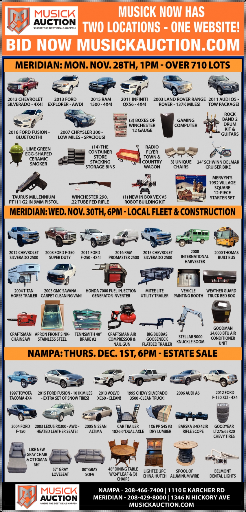 Bid Now, Musick Auction, Nampa, ID