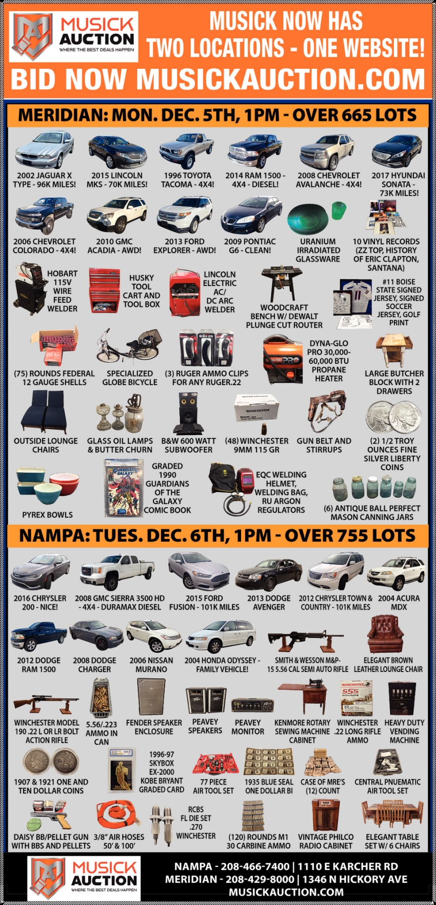 Bid Now, Musick Auction, Nampa, ID