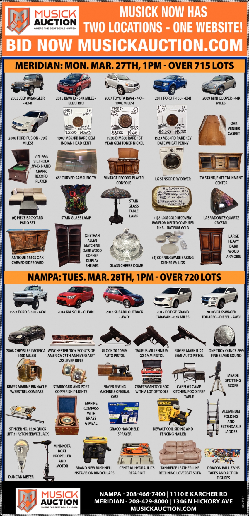 Bid Now, Musick Auction, Nampa, ID